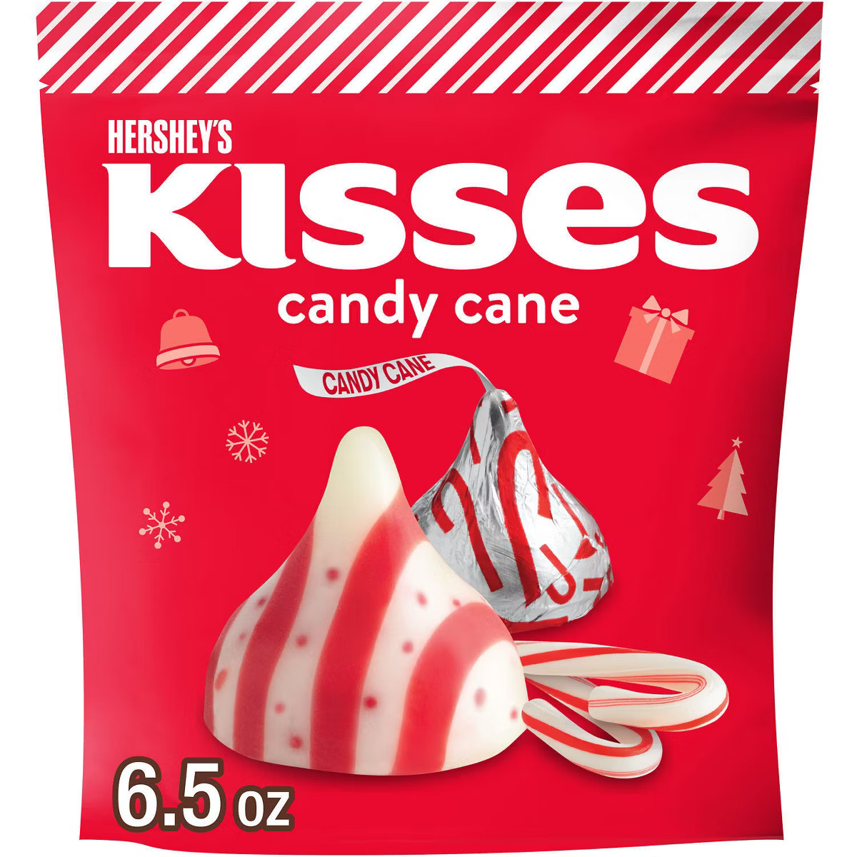 HERSHEY'S KISSES Christmas Chocolate Candy Cane Stand Up Pouch - 6.5oz | Target