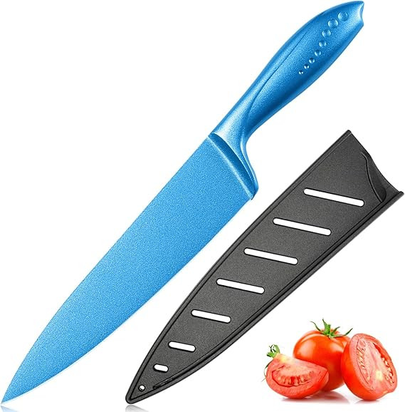 WELLSTAR Chef Knife with Sheath, Sharp Kitchen Knife 8 inch Blue Cooking Knives with German HC St... | Amazon (US)