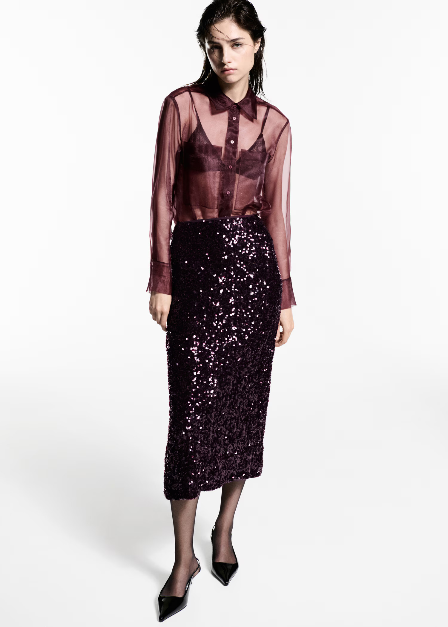 Sequin midi skirt - Women | MANGO USA | Mango (US/MX/AU)