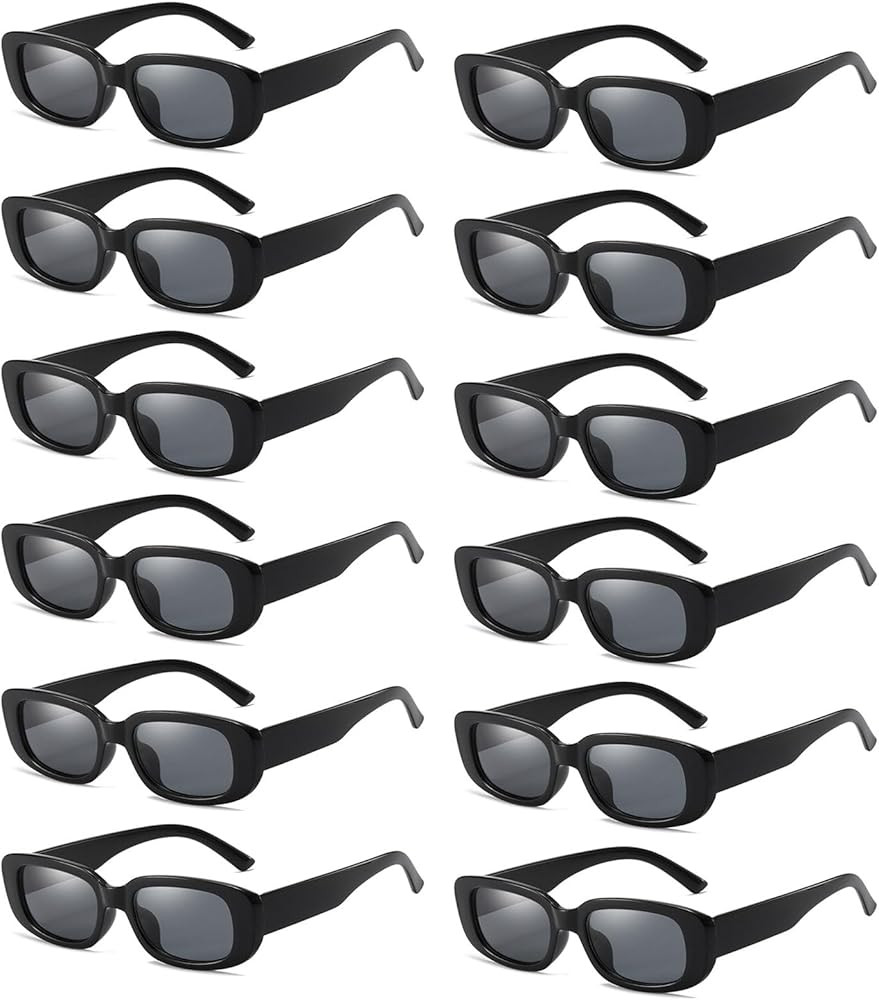 12 Pack Color Rectangle Sunglasses Bulk 90s Y2K Trendy Sun Glasses for Bachelorette Party | Amazon (US)