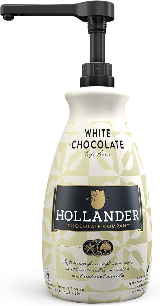White Chocolate Café Sauce™ by Hollander Chocolate Co. | Perfect for the Professional or Home Barist | Amazon (US)