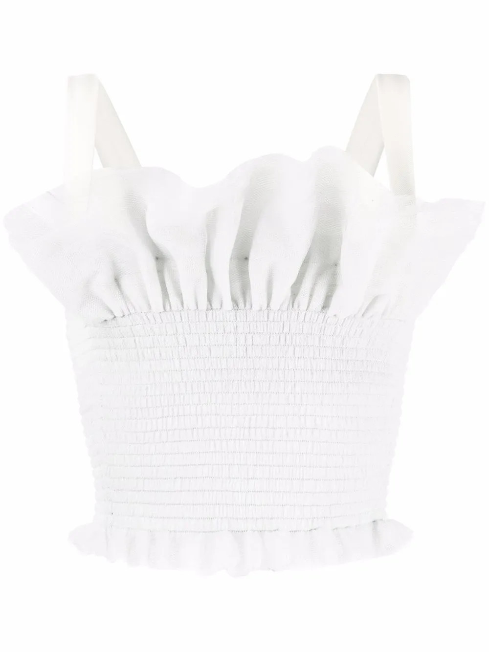 荷叶边细节弹性缩褶短款上衣 | Farfetch (CN)