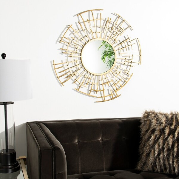 Safavieh Barnes Gold 30-inch Round Decorative Mirror - 30" x 1.3" x 30" | Bed Bath & Beyond