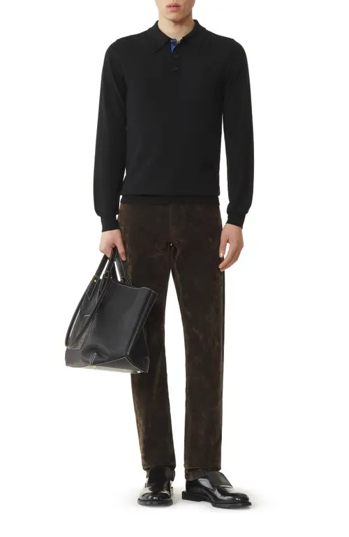 Lanvin Classic Polo Shirt In Merino Wool in Black at Nordstrom, Size Small | Nordstrom