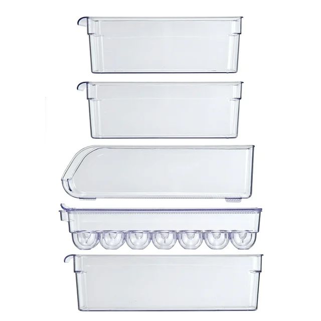 Mainstays Clear Plastic Fridge Organization Bin 8-Pack Set, Various Sizes | Walmart (US)