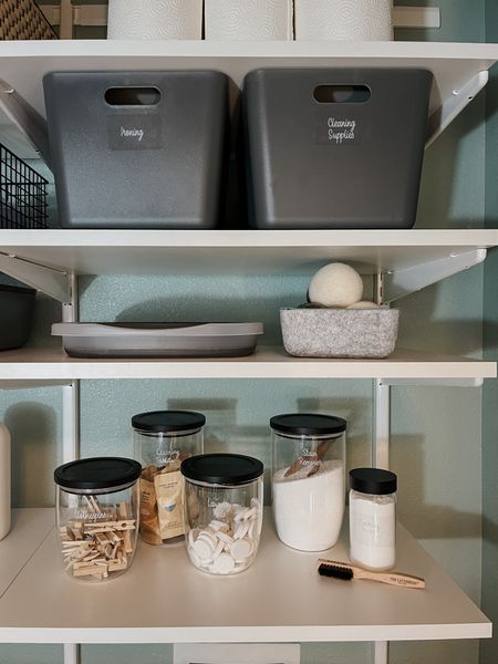 Laundry room storage! I love all of these new organizers. #laundryroom #thecontainerstore

#LTKhome