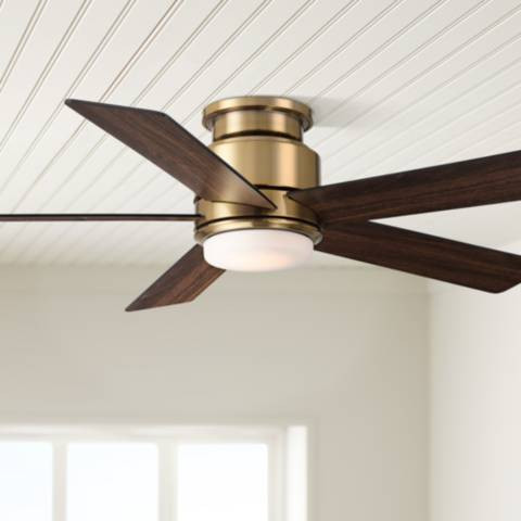 52" Casa Vieja Grand Palm Soft Brass LED Damp Rated Hugger Fan - #8132G | Lamps Plus | Lamps Plus