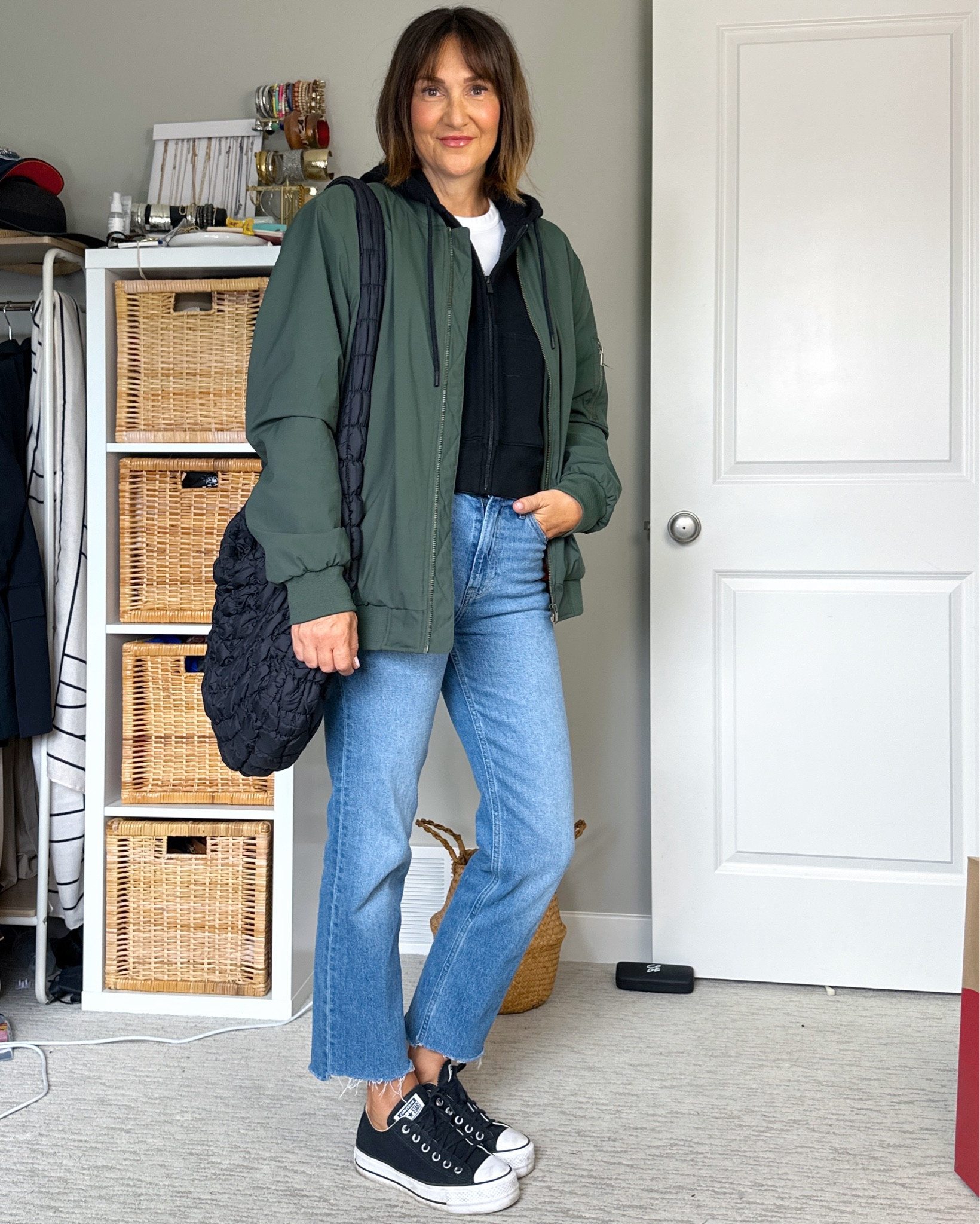 Chilly day layered fall outfit!
Tee and cropped hoodie fit tts, jacket is men’s, I got M.
Jeans fit tts, I cropped them
Converse fit big, I went down 1/2 size 


#LTKStyleTip #LTKFindsUnder50 #LTKShoeCrush