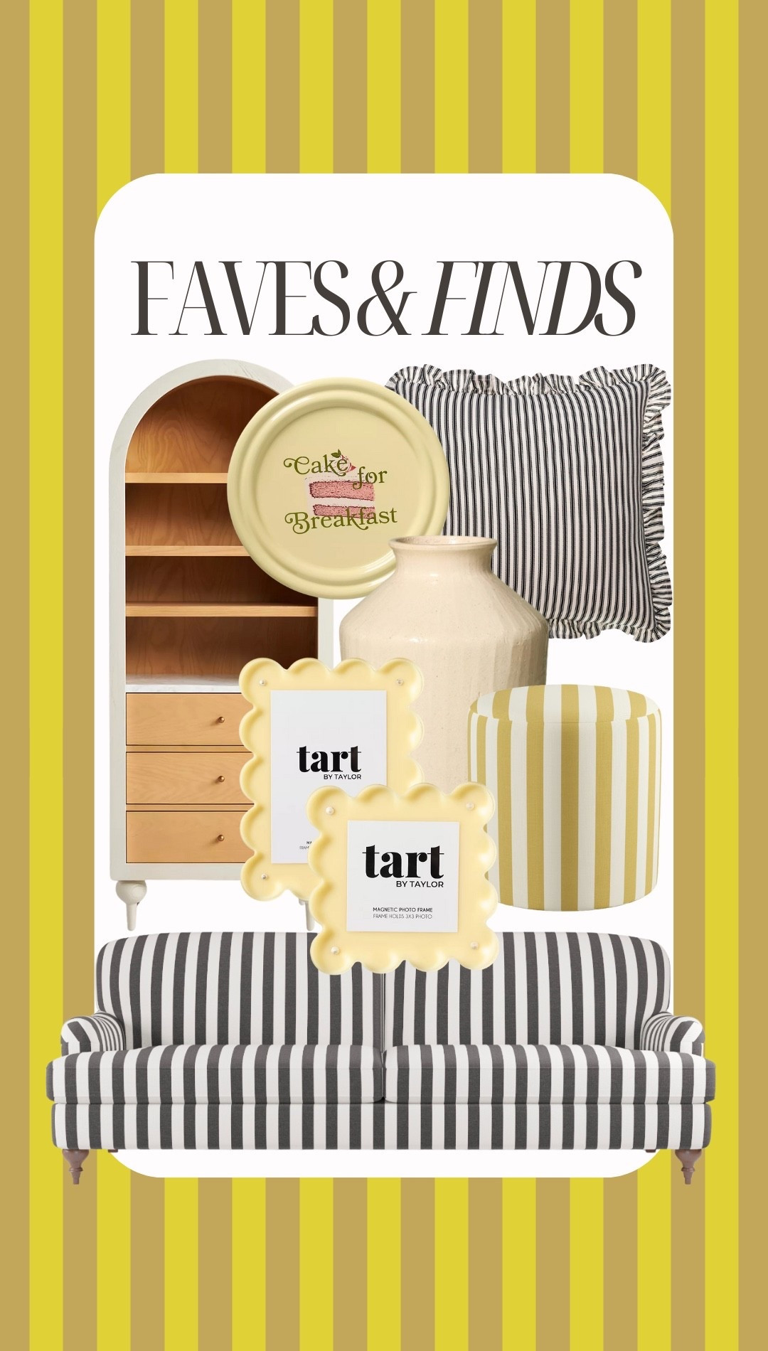 Home decor finds, yellow home decor, striped sofa 

#LTKHome #LTKHoliday