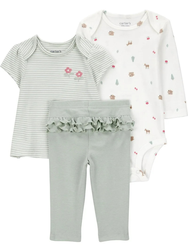 Carter's Child of Mine Baby and Toddler Girl Outfit Set, 3-Piece, Sizes 0/3-24 Months | Walmart (US)