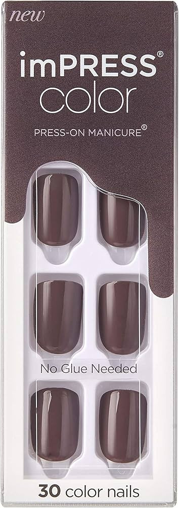 KISS imPRESS Color Press-On Manicure, Gel Nail Kit, PureFit Technology, Short Length, “Try Gray... | Amazon (US)