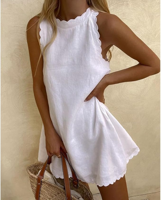 LOAIHA Linen Tank Tops for Women Summer Mini Sundress Loose Fit Sleeveless Tunic Tops Plus Size S... | Amazon (US)