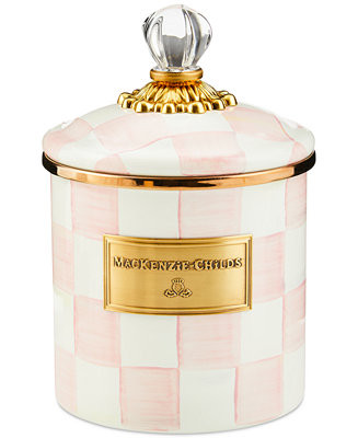 Mackenzie-Childs Rosy Check Enameled Steel Small Canister - Macy's | Macy's
