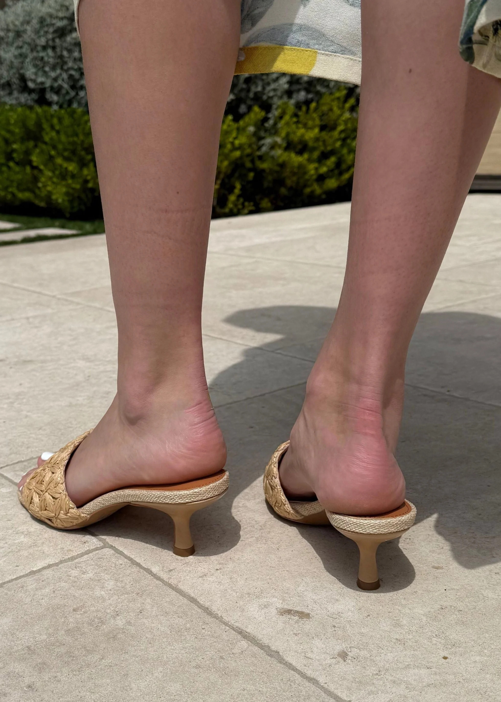 Lolita Floral Woven Raffia Kitten Heel Sandal - Natural | Benaar La