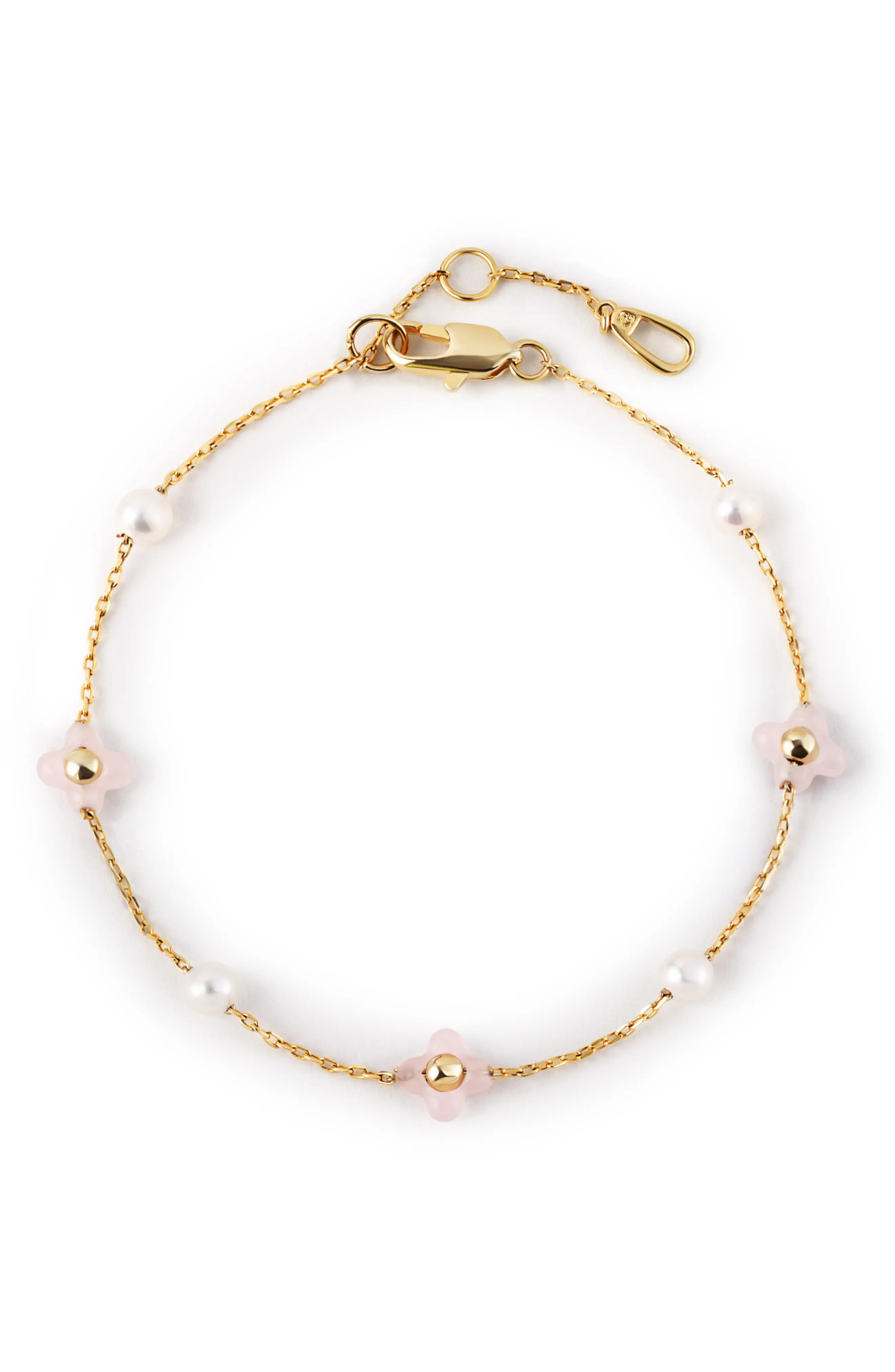 Hannah Rose Quartz & Pearl Station Bracelet (Women) | Nordstrom | Nordstrom