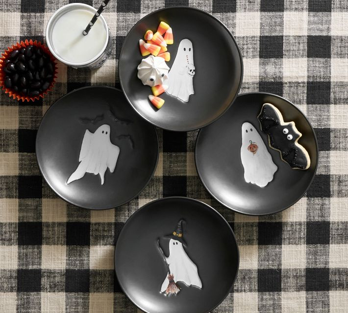 Scary Squad Stoneware Appetizer Plates, Mixed Set of 4 | Pottery Barn (US)