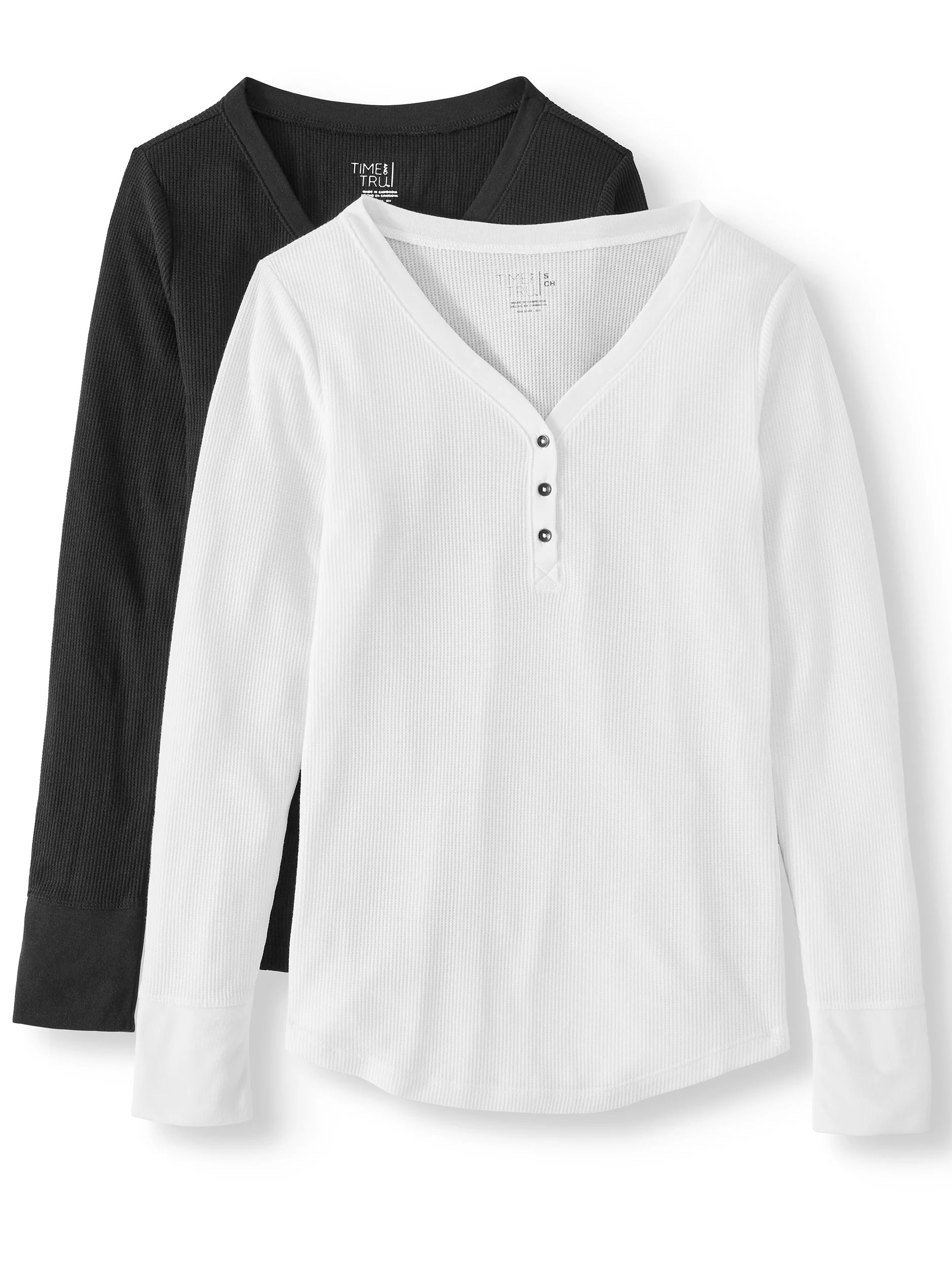 Women's Thermal Henley T-Shirt, 2 Pack Bundle | Walmart (US)