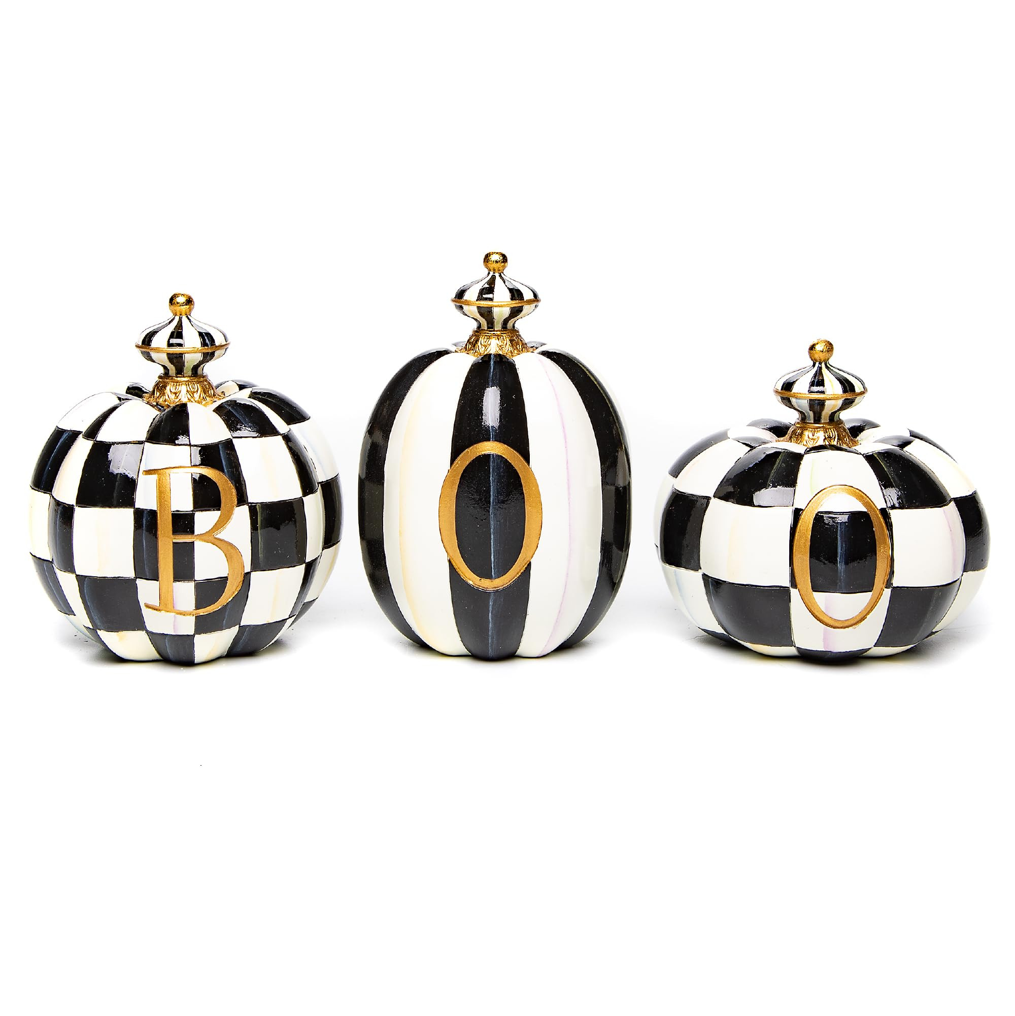 MACKENZIE-CHILDS “Boo” Resin Pumpkin Decor Set, Halloween Decor for Home Decoration, Set of 3 | Amazon (US)