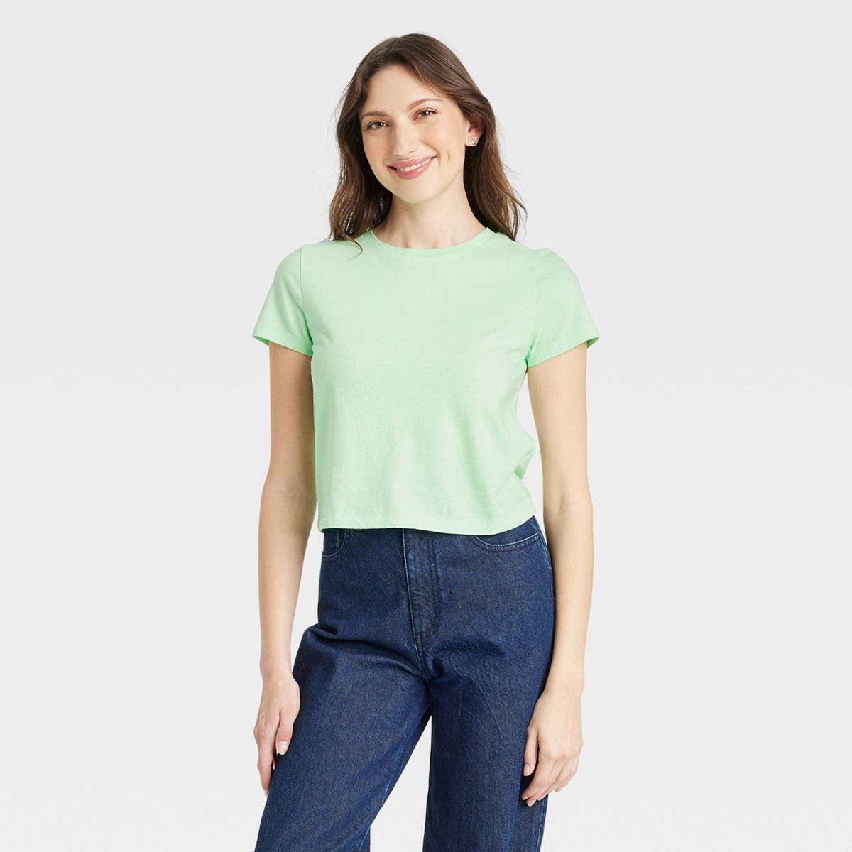 Women's Shrunken Short Sleeve T-Shirt - Universal Thread™ Light Green XS | Target