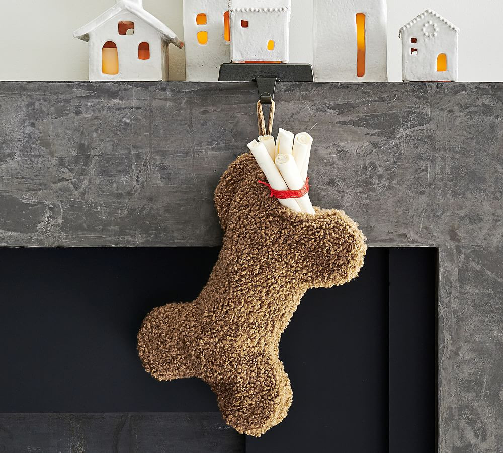Cozy Teddy Faux Fur Bone Pet Stocking | Pottery Barn (US)