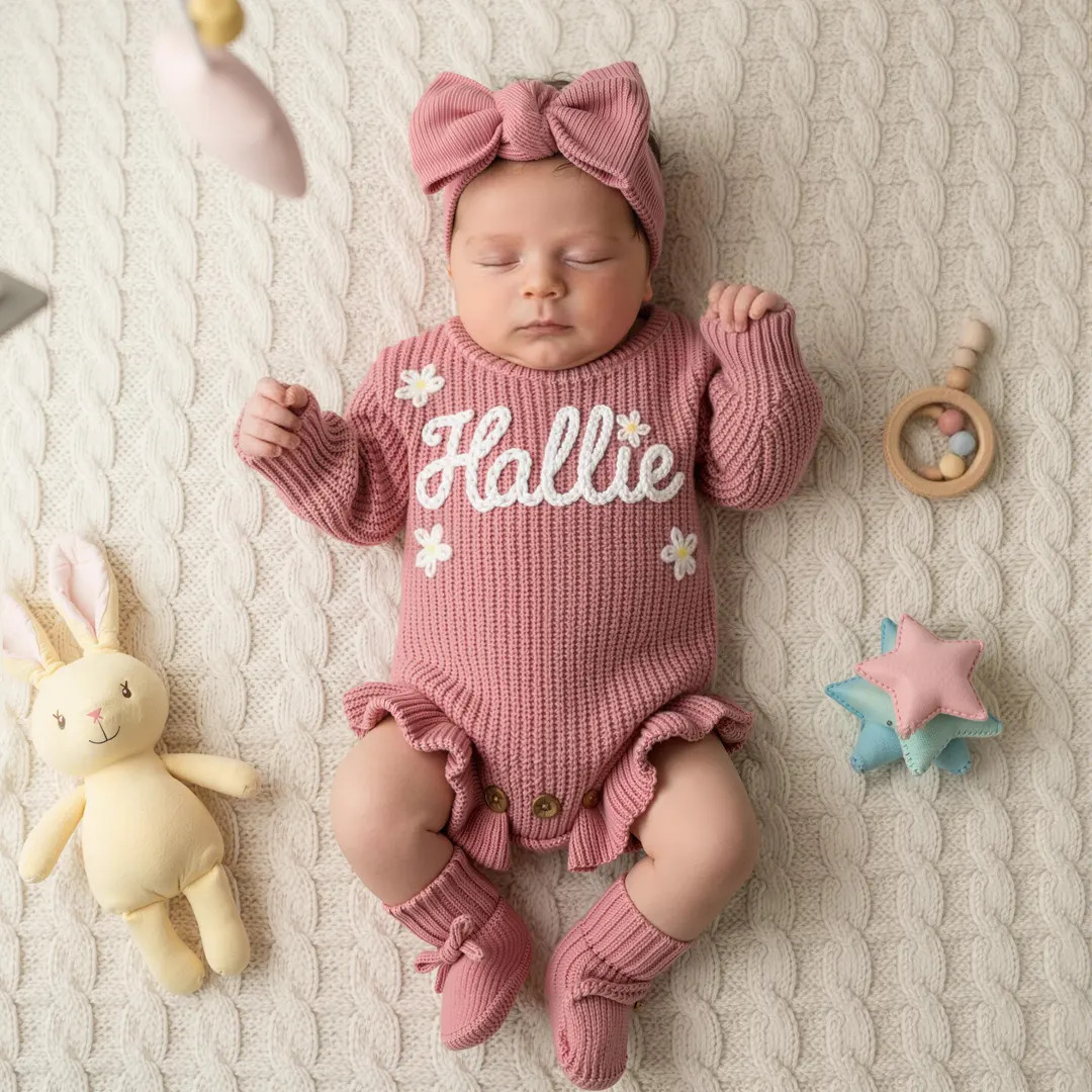 Hand Embroidered Name Baby Romper Set,Personalized Outfit, Baby Girl Romper, Coming Home, Organic... | Etsy (US)