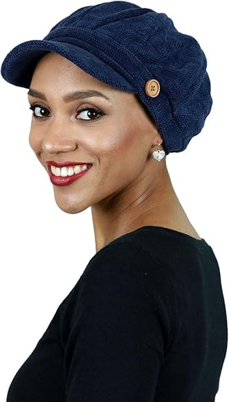 Newsboy Cap for Women Cancer Headwear Chemo Hat Ladies Head Coverings Tweed Corduroy Chenille | Amazon (US)