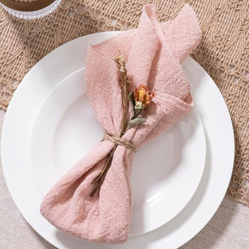 MLMW Pink Cloth Napkins Valentines Spring Cotton Napkins Set of 10 for Gender Reveal Rustic Dinner Napkins Washable 16.5"×16.5" for Wedding Party Baby Shower Tea Party Garden Party | Amazon (US)