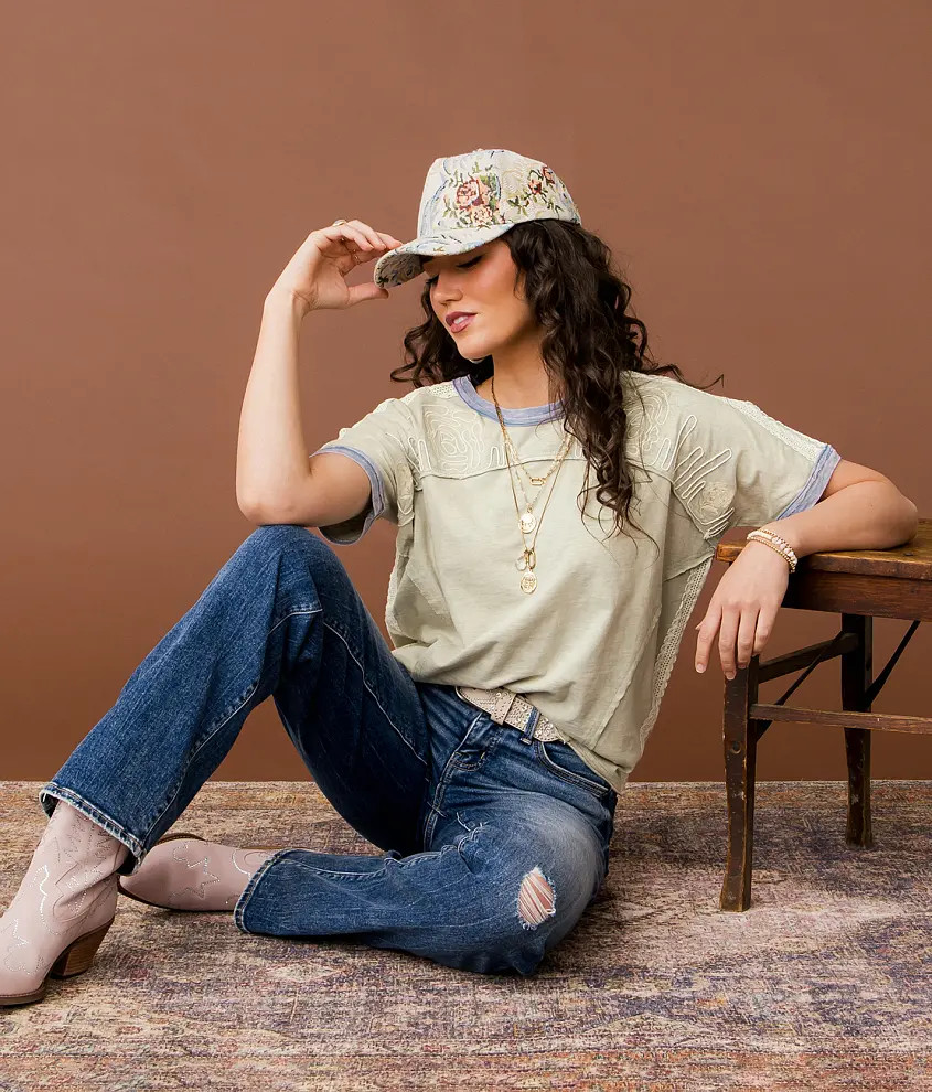Embroidered Crochet T-Shirt | Buckle