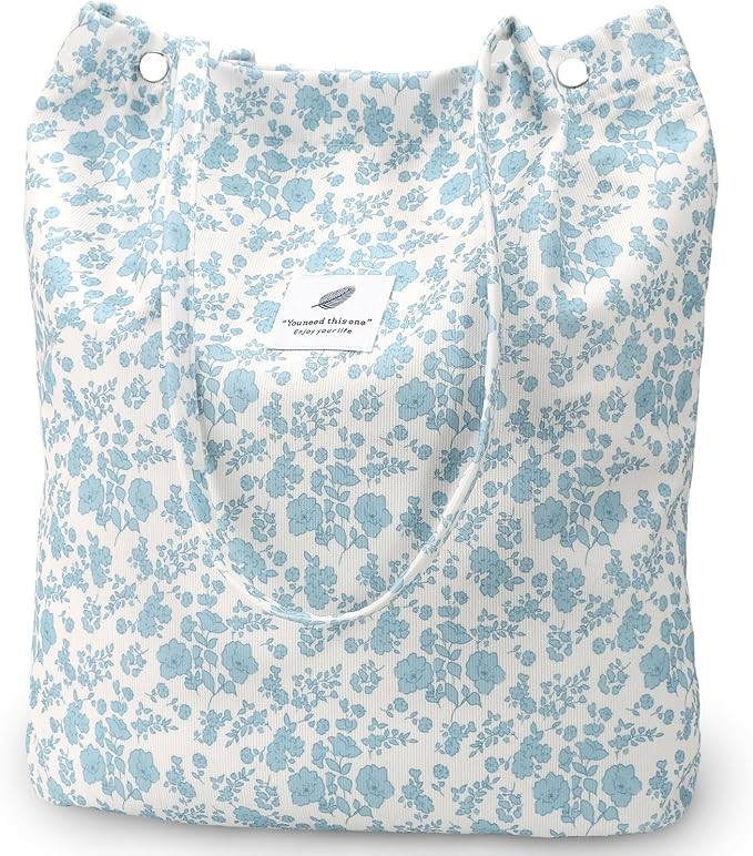 Ayieyill Corduroy Tote Bag for Women Canvas Shoulder Cord Purse with Inner Pocket | Amazon (US)