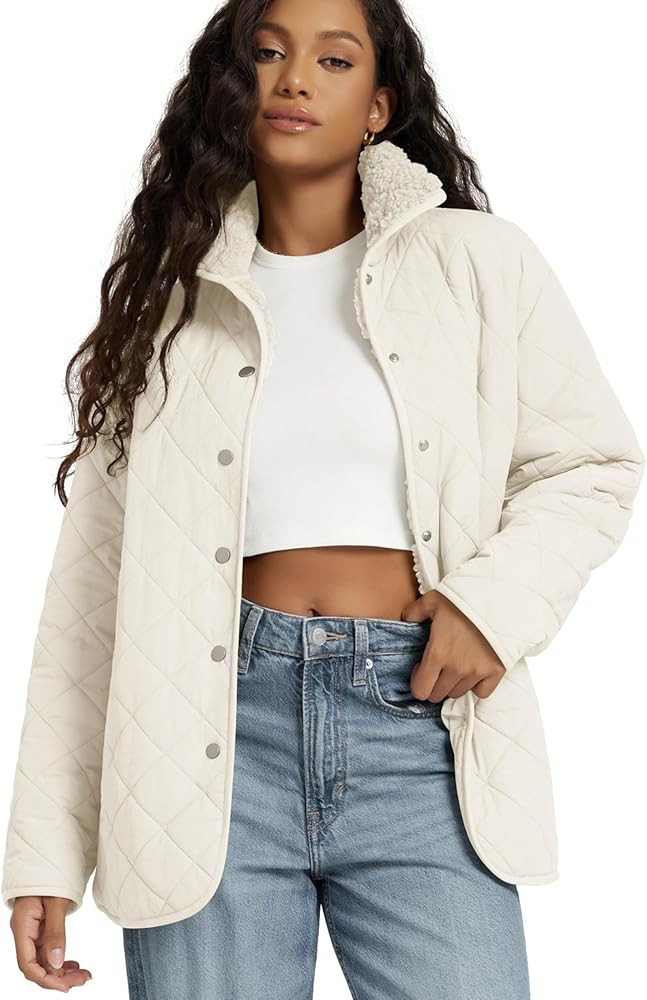 ODODOS Women's Sherpa Lined Insulated Jacket Snap Front Long Sleeve Coat Winter Warm Outerwear wi... | Amazon (US)