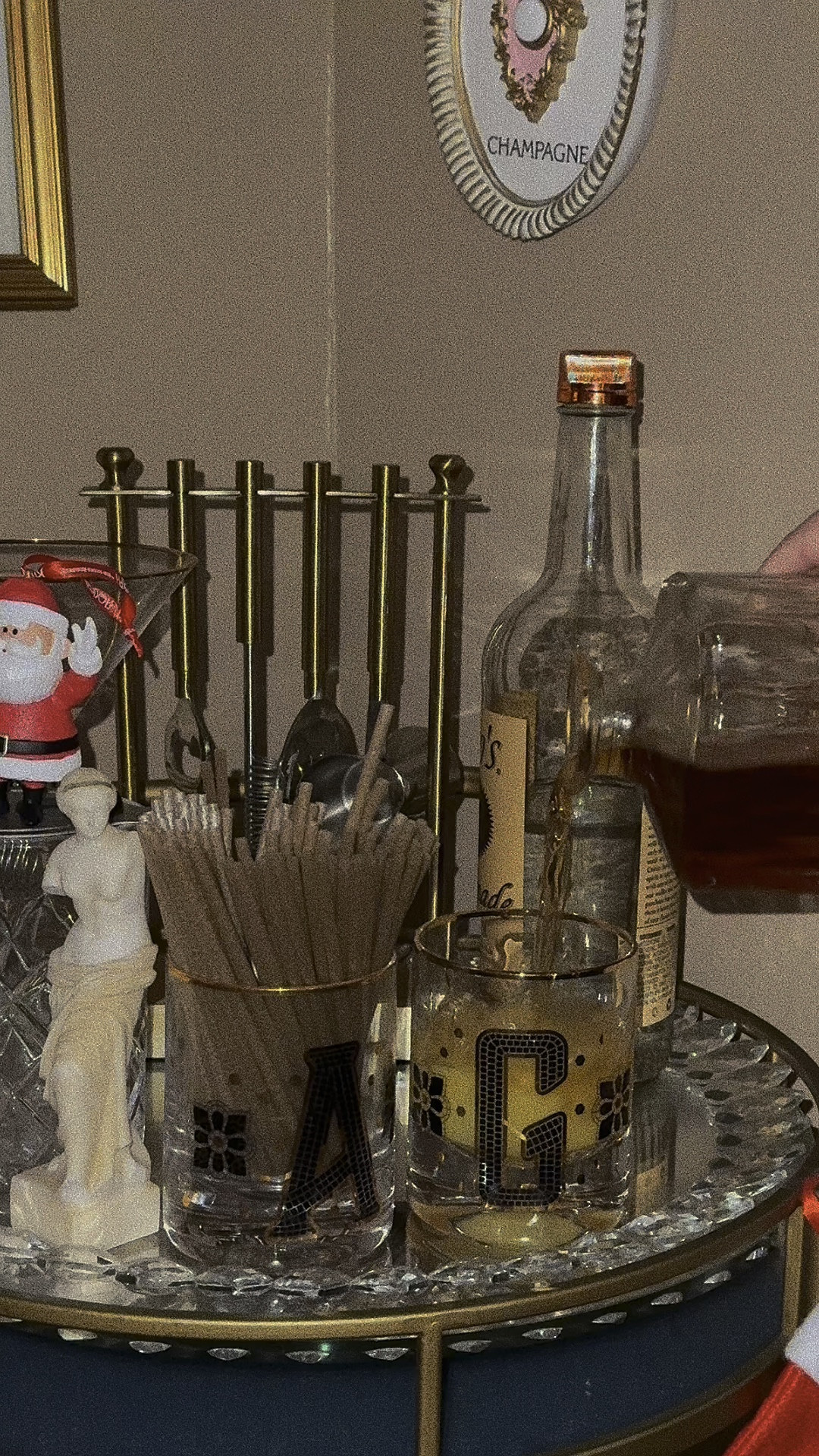 Never again will I spend $100 at a bar in the city! Make your hole cozy with your own little bar set up even in the smallest spaces !! #bar #cozy #home #kitchen #barascessories #athomebar 

#LTKCyberWeek #LTKParties #LTKGiftGuide