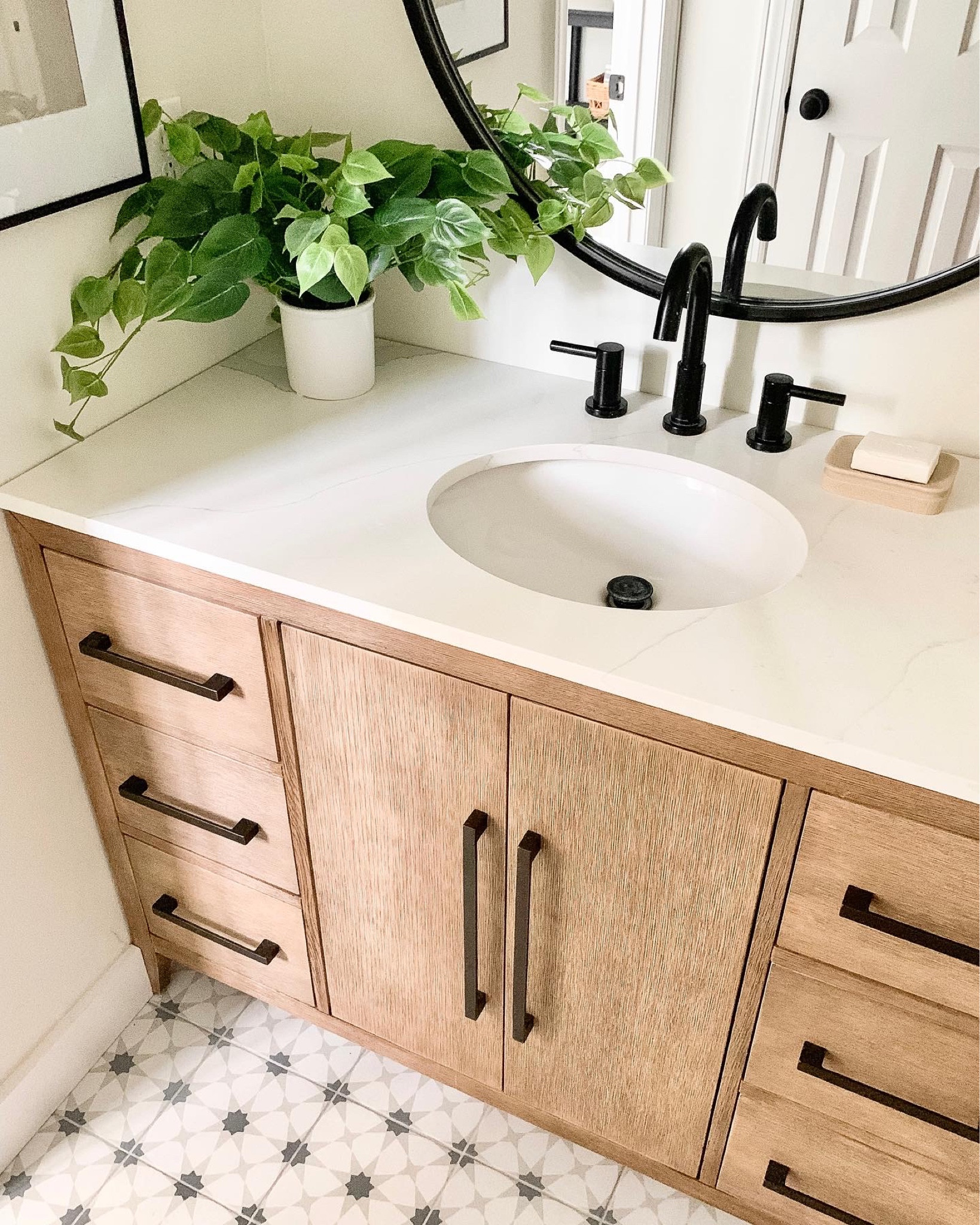 My kid’s Jack and Jill bathroom vanity and accessories. 