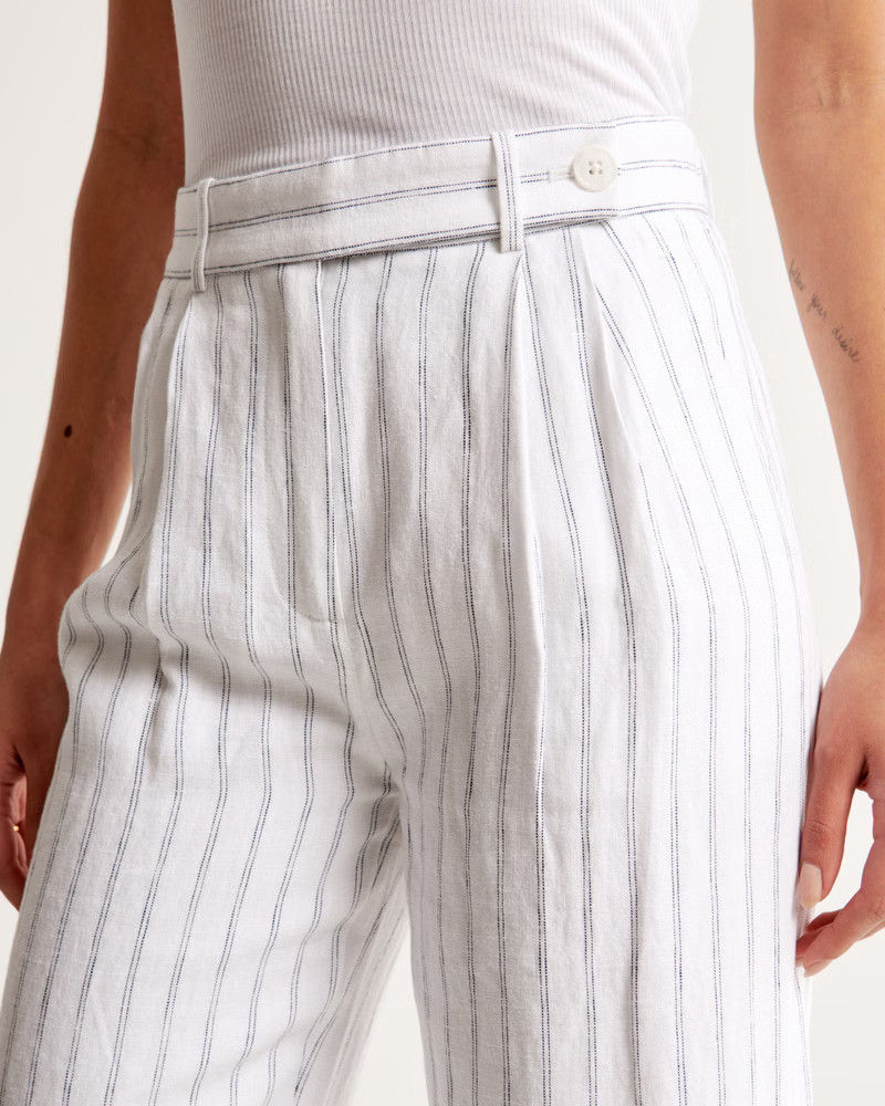 Women's A&F Sloane Tailored Premium Linen Pant | Women's Bottoms | Abercrombie.com | Abercrombie & Fitch (US)