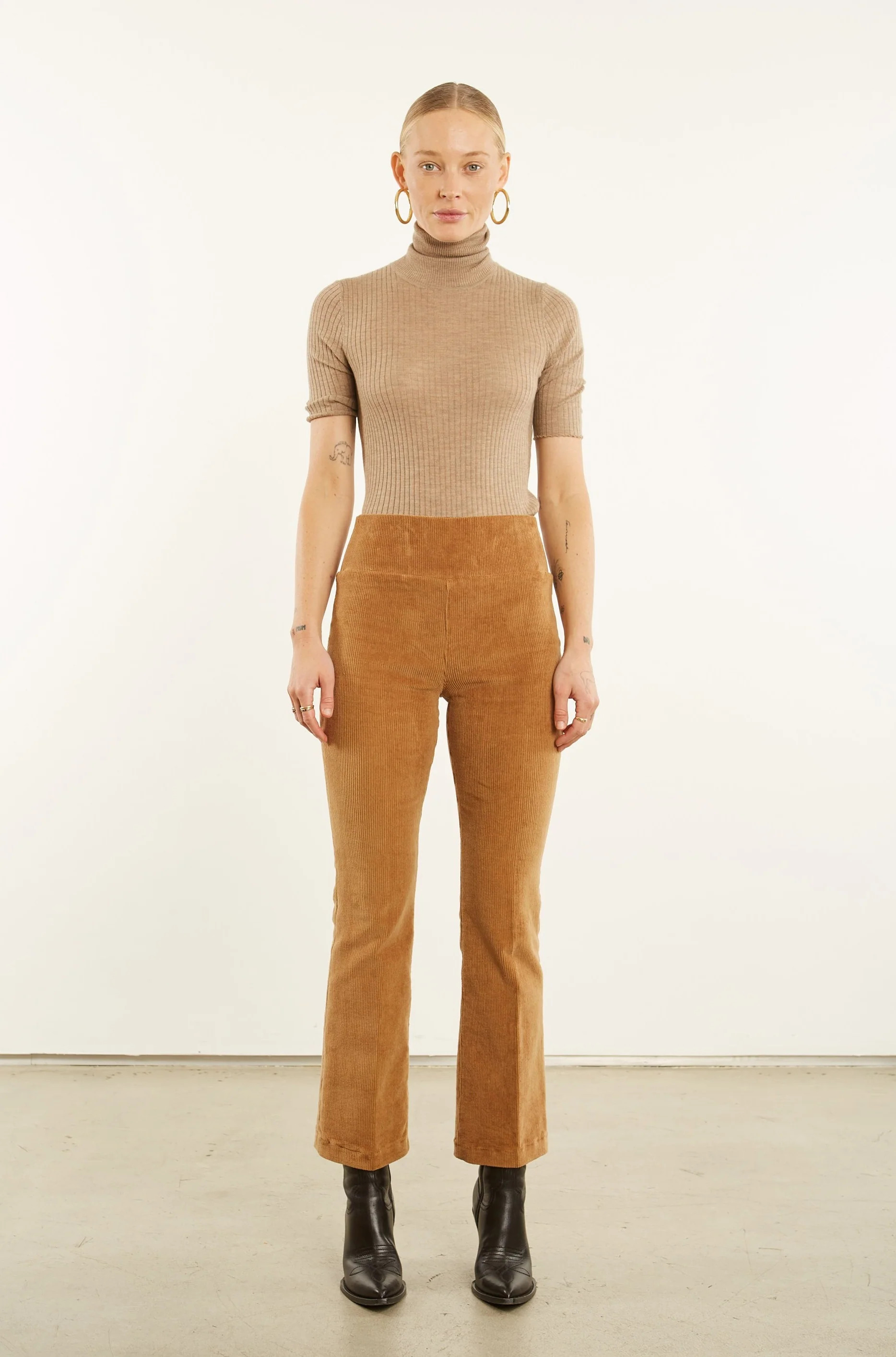 Camel Corduroy Ankle Flare Pant | SPRWMN