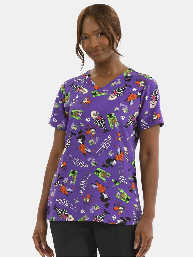 Beetlejuice Women's Graphic Scrub Top, Sizes S-3XL | Walmart (US)