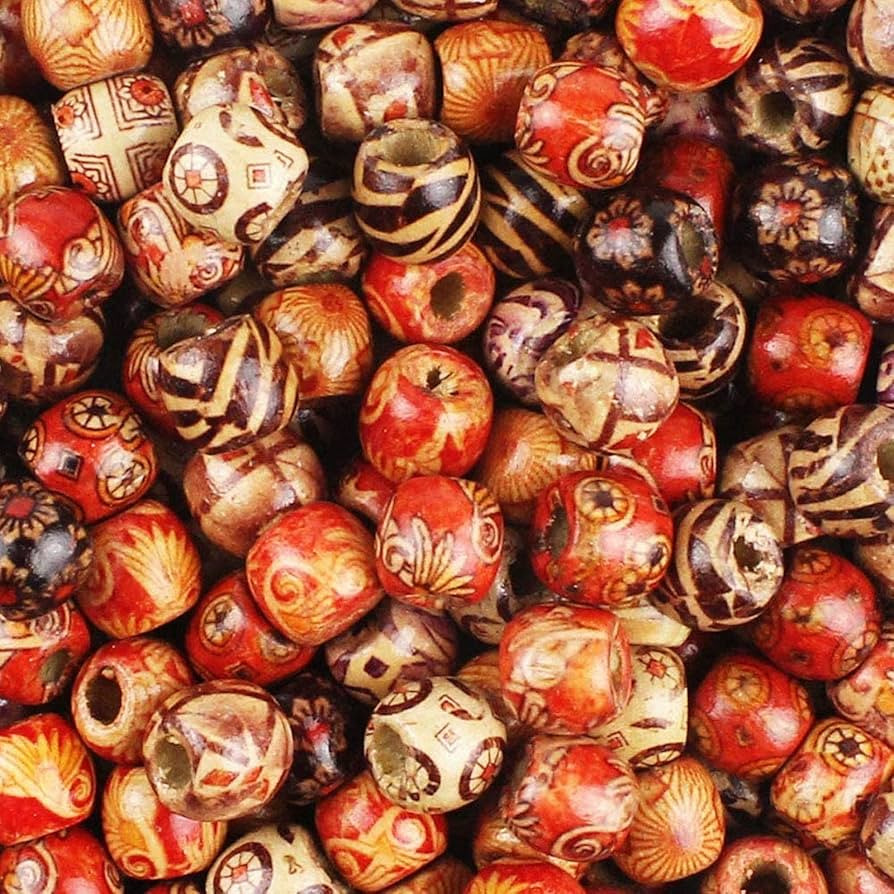 JPSOR 300pcs 12mm Painted Wooden Hair Beads, Round Loose Wood Beads Bulk for Braids, African Bead... | Amazon (US)