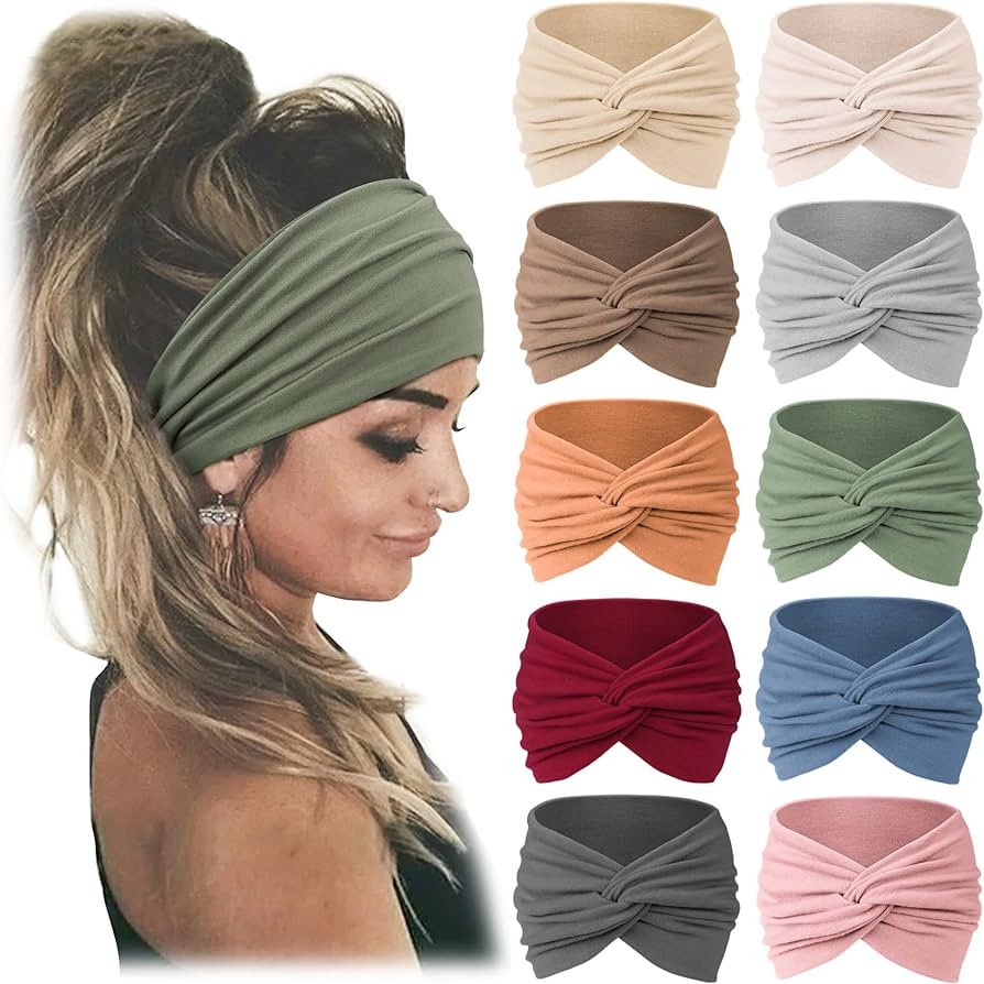 Jesries 10 PCS Women Headbands African Wide Hair Wrap Extra Turban Head Bands for Lady Large Spor... | Amazon (US)