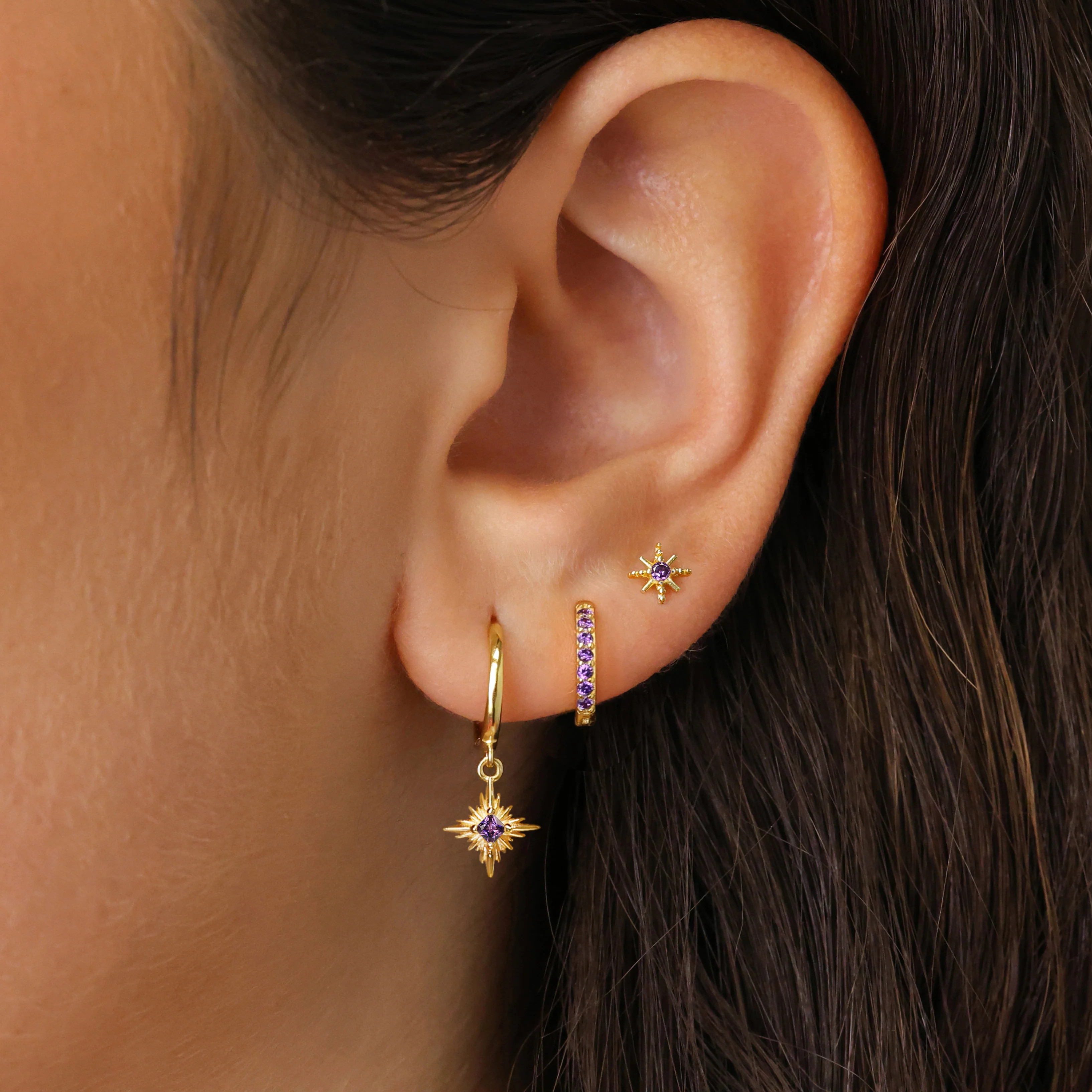 Starburst Amethyst Earring Set | February Birthstone | Eyrful Artistry