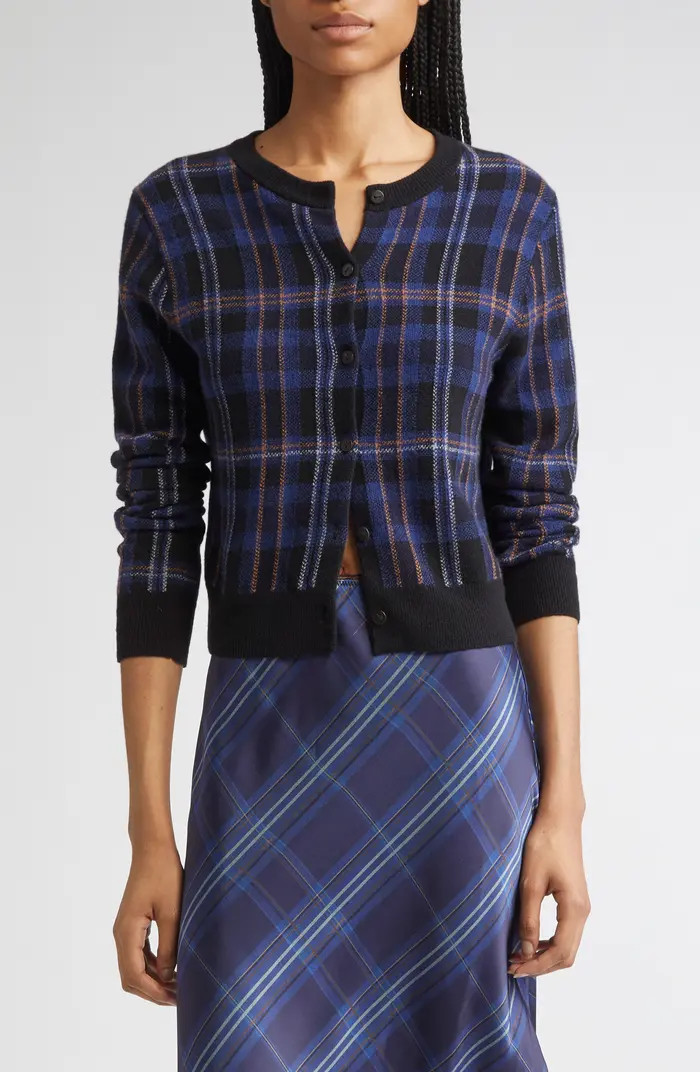 Vince Intarsia Plaid Wool & Cashmere Cardigan | Nordstrom | Nordstrom