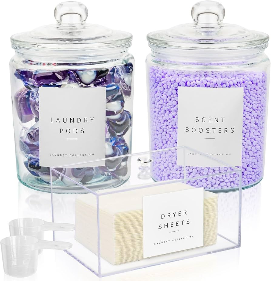 Laundry Room Organization and Storage Set with Pods Container, Dryer Balls Scent Booster Acrylic ... | Amazon (CA)