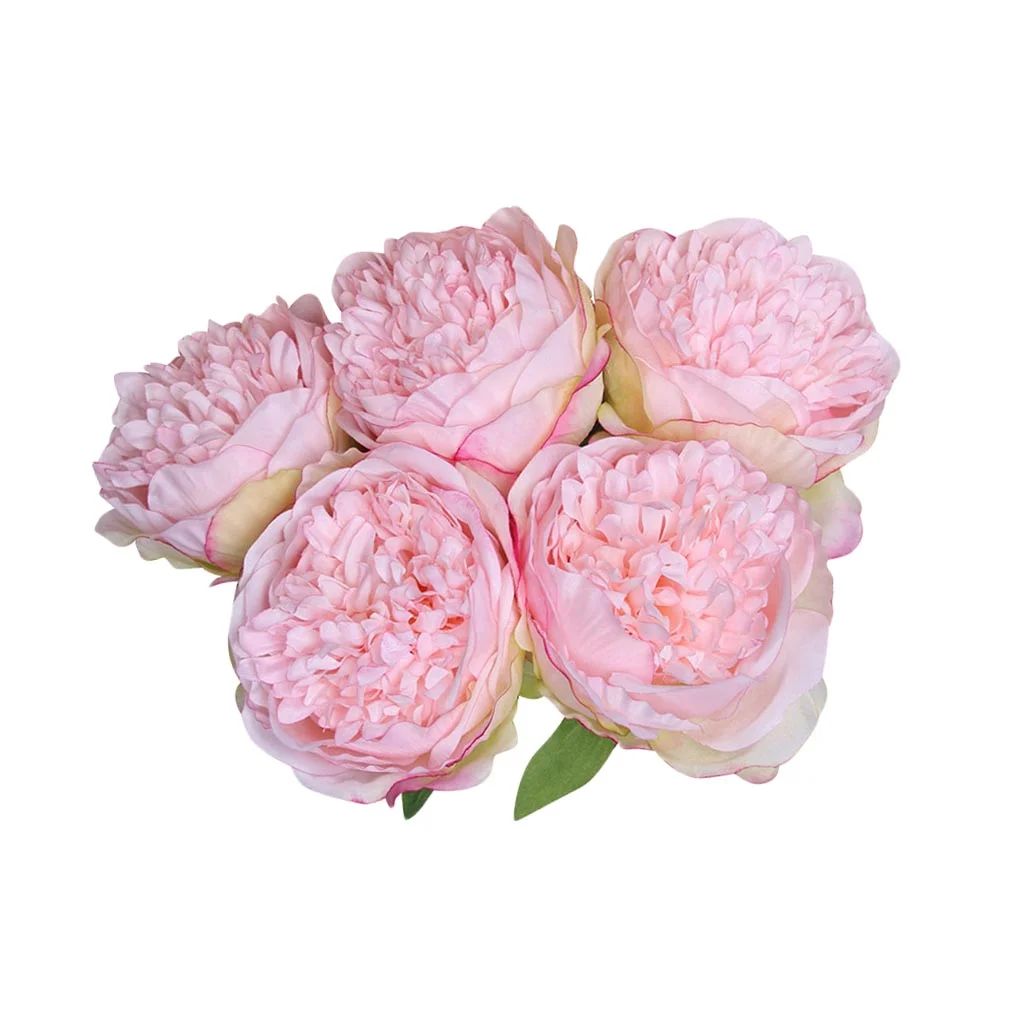 Jygee 5 Head Bouquet Artificial Silk Large Peony Flowers Wedding Party Home Decor deep pink | Walmart (US)