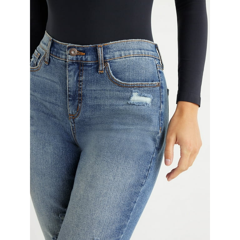 Sofia Jeans Women's Beatrix Slouchy Boyfriend Mid Rise Distressed Jeans, 27" Inseam, Sizes 0-18 | Walmart (US)