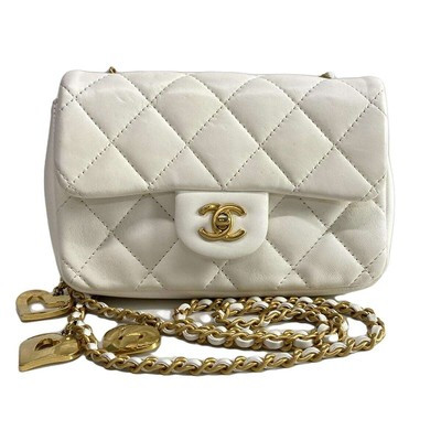 Auth CHANEL Mini Matelasse/Mini Flap Bag AS3456 White Lambskin Shoulder Bag  | eBay | eBay US