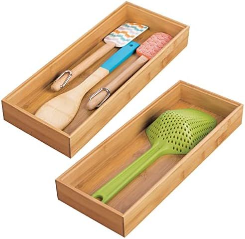 mDesign Bamboo Kitchen Drawer Organizer - Multipurpose for Silverware, Cutlery, Flatware Organiza... | Amazon (US)