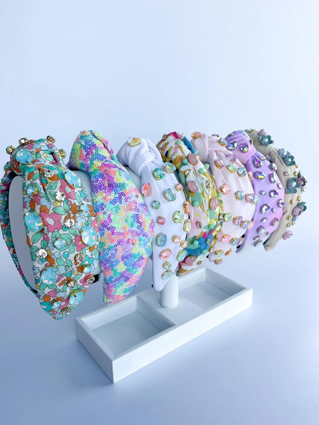 Embellished Top Knot Headband, Floral Sequin Headbands | Etsy (US)