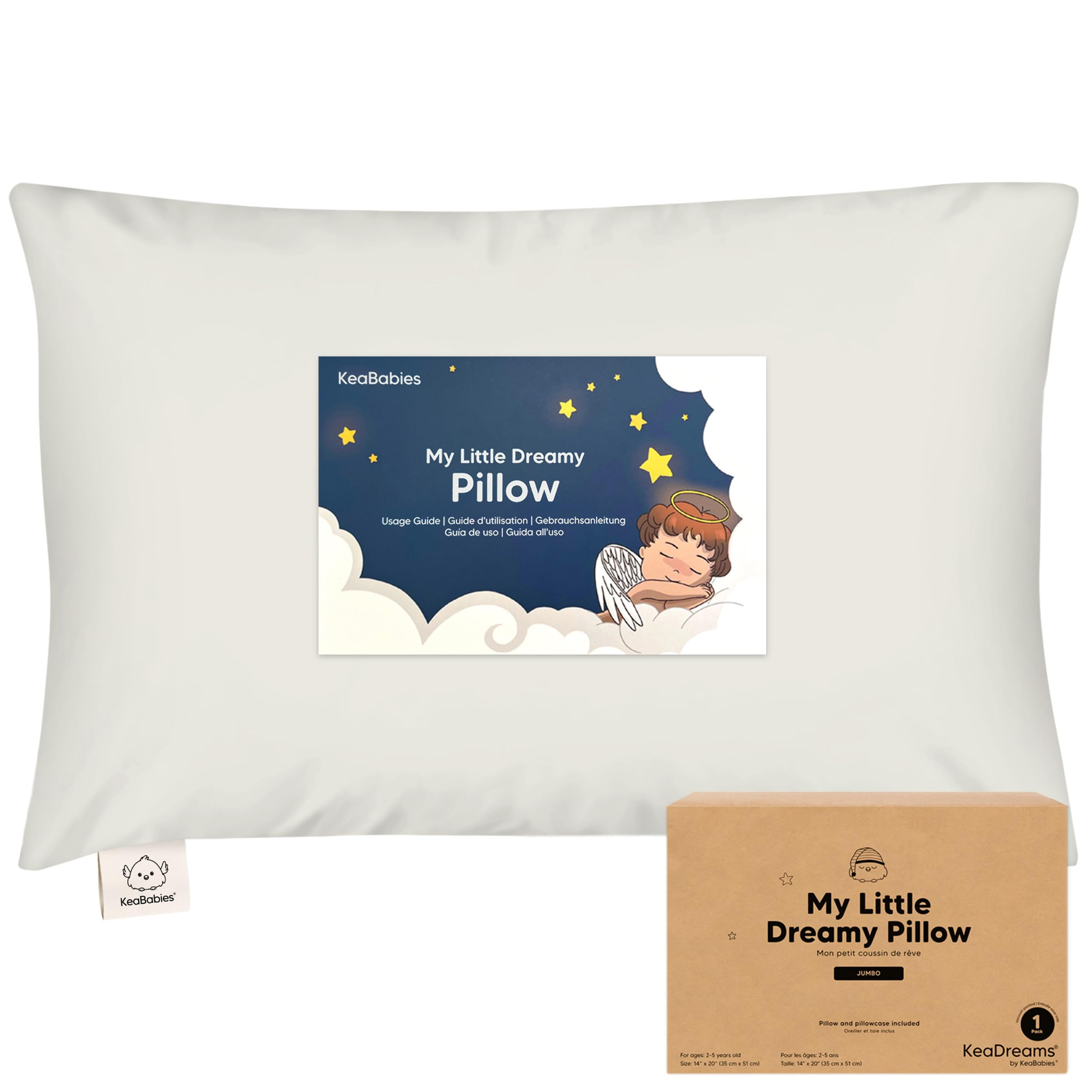 KeaBabies Toddler Pillow with Pillowcase, Jumbo 14X20 - Soft Organic Cotton Toddler Pillows for S... | Amazon (US)