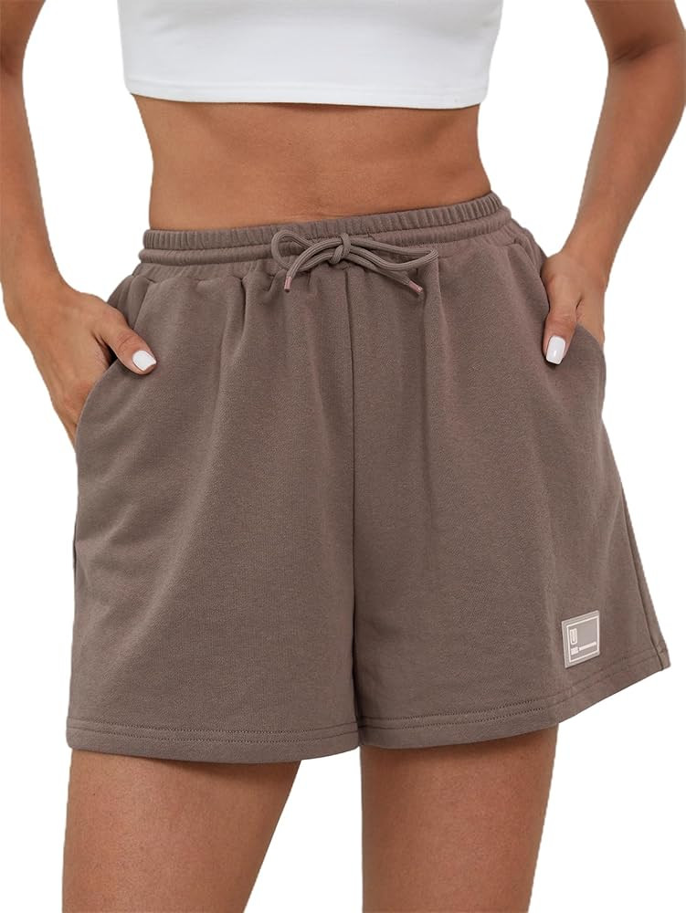 MakeMeChic Women's Casual Drawstring Waist Sweat Shorts Running Track Shorts | Amazon (US)