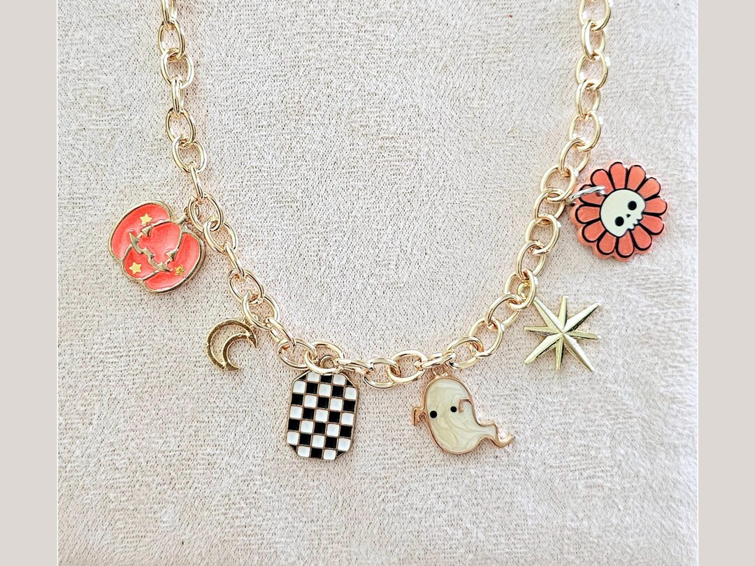 Build Your Own Custom Halloween Charm Necklace, Gold Charm Necklace, Customizable Charm Necklace,... | Etsy (US)