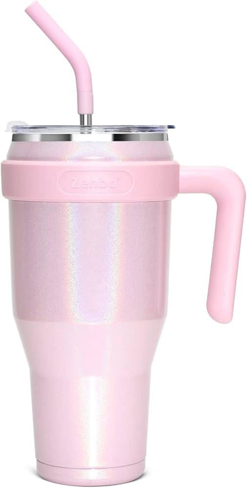Zenbo 40 oz Tumbler With Handle,Lid and Straw | Stainless Steel Insulated Tumbler, Keeps Drinks C... | Amazon (US)