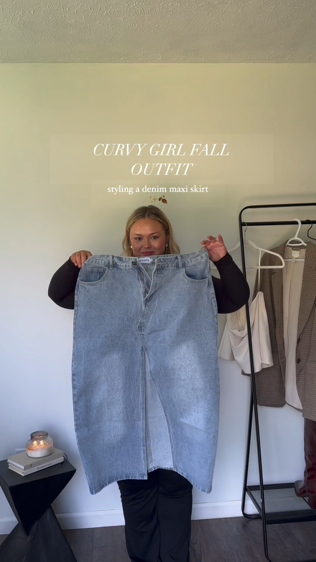 denim skirt + blazer + riding boots = the perf transitional fall outfit🤎✨  wearing an XXL in the skirt & blazer & XL in the top, but recommend sizing down! these Vince camuto boots are also wide calf friendly! 

Plus size fashion, curvy outfits, curvy fall outfit, outfit inspo, denim skirt outfit, fall outfit inspo, oversized blazer, riding boots, wide calf boots